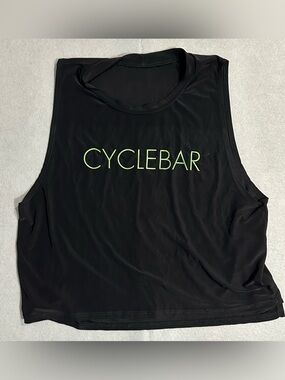 Cyclebar Black Tank with Lime Green Logo